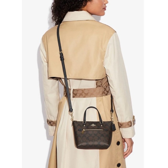 Coach Mini Gallery Crossbody In Signature Canvas Brown Black - Picture 7 of 7